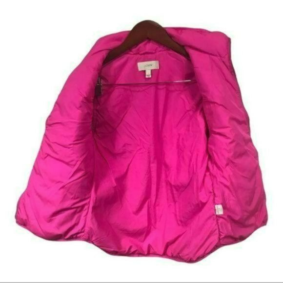 J. Crew Quilted Excursion Down Puffer Vest Barbiecore Hot Pink, Size Small - Picture 4 of 6